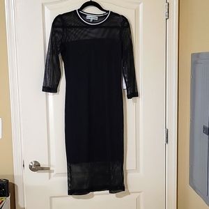 Long sleeve black crochet dress